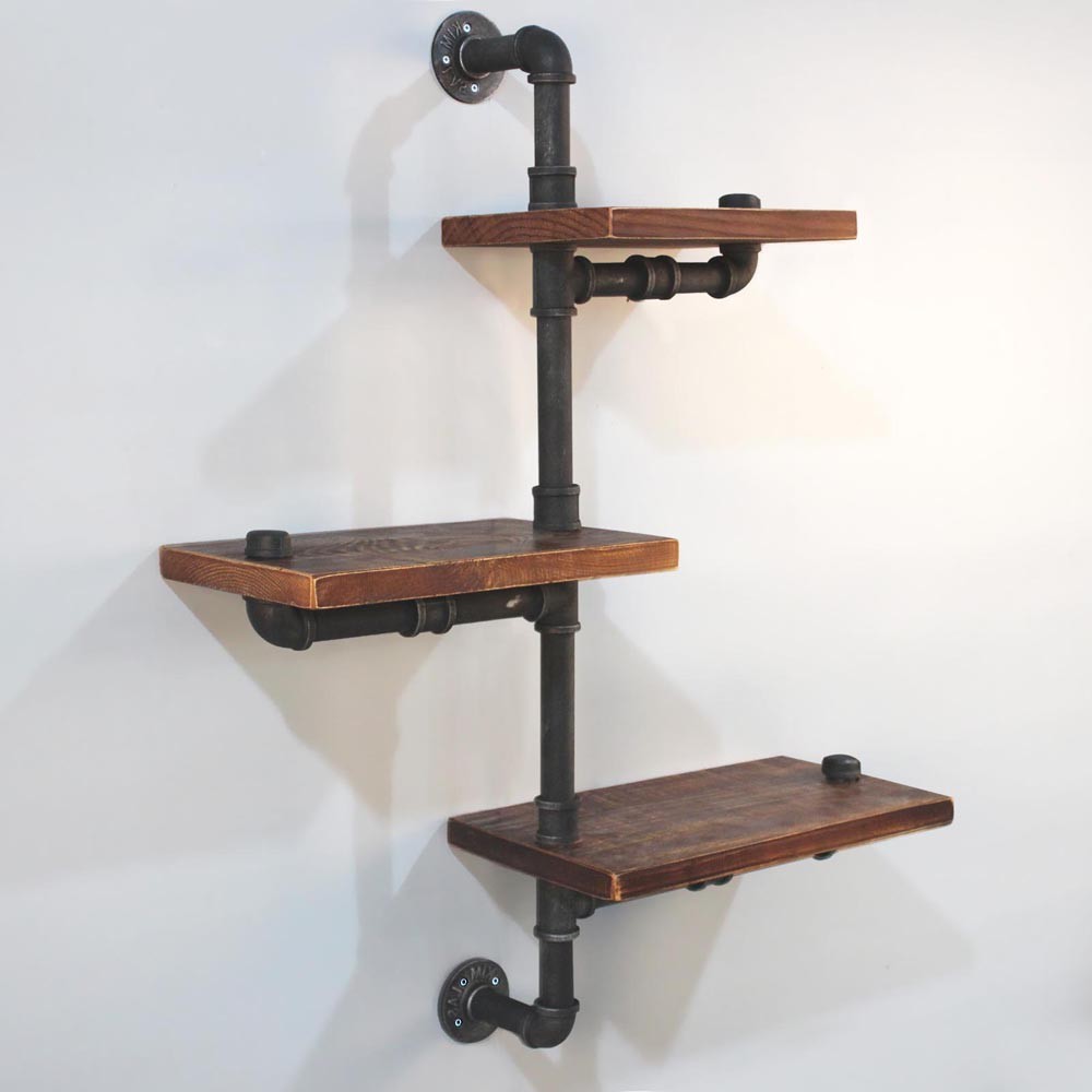rustic industrial diy floating pipe shelf 77x25x105cm solar power christmas trees