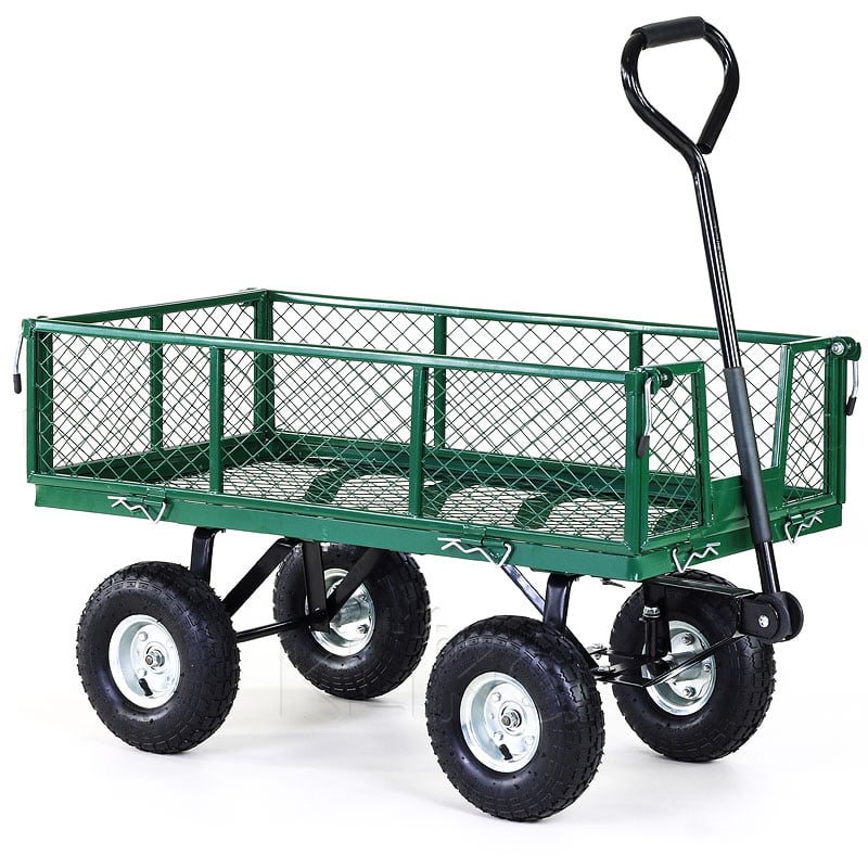 Heavy Duty Folding Garden Trolley Rust Free Cart Hand Utility Lawn