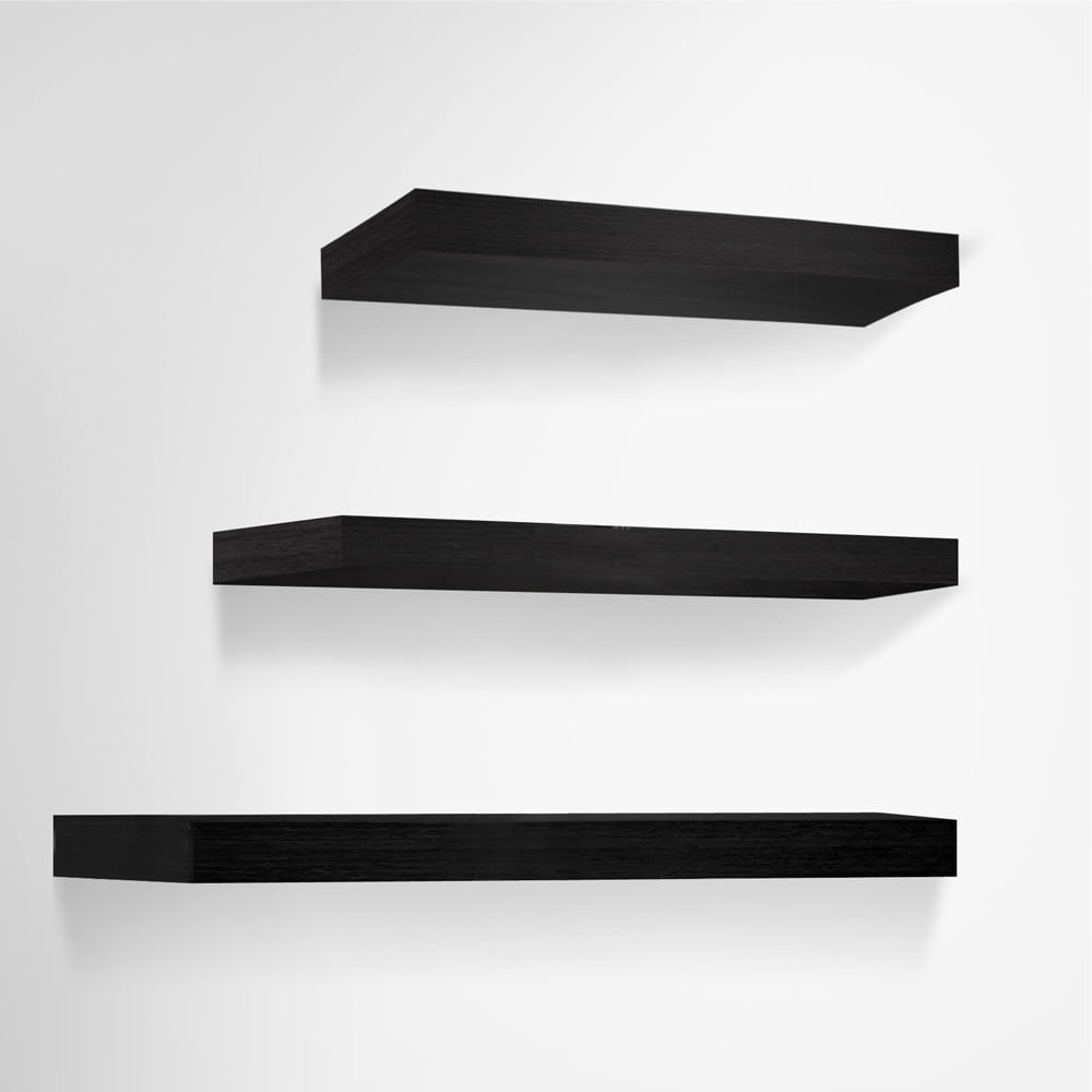 3 pcs wall floating shelf set bookshelf display black 3 pcs wall floating shelf set bookshelf display black