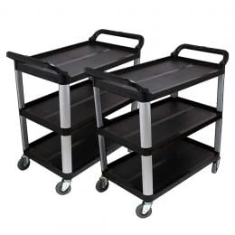 SOGA 2x 3 Tier Food Trolley Food Waste Cart Food Utility Mechanic