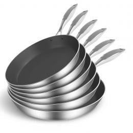 SOGA 6x Stainless Steel Fry Pan Induction FryPan Non Stick Interior