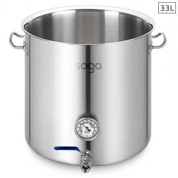 SOGA Stainless Steel 33L No Lid Brewery Pot With Beer Valve 35*35cm