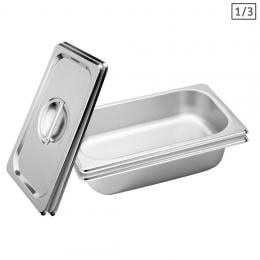 2X Gastronorm GN Pan Full Size 1/3 GN Pan 6.5 cm Stainless Steel Tray