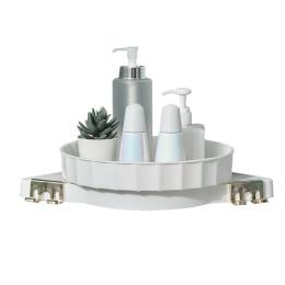 White 360d Wall-Mounted Rotating Bathroom Organiser Corner Rack Shelf