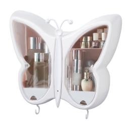 White Butterfly Shape Wall-Mounted Makeup Organiser Storage Box