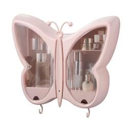 Pink Butterfly Shape Wall-Mounted Makeup Organiser Storage Box