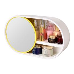 39cm Oval Wall-Mounted Mirror Storage Box Vanity Mirror Rack