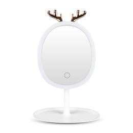 White Antler LED Light Makeup Mirror Magnification Tabletop