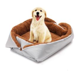 Pet Cushion Nest Cat Dog Bed Warm Plush Kennel Mat - Silver