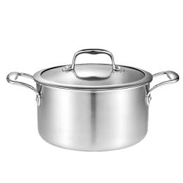 26cm Stainless Steel Soup Pot Stock Cooking Stockpot with Glass Lid
