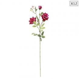SOGA 12pcs Artificial Silk Flower Fake Rose Bouquet Table Decor Red
