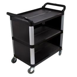 3 Tier Covered Food Trolley Food Waste Cart Storage Kitchen Black