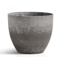 27cm Rock Grey Round Resin Plant Flower Pot Cement Pattern Planter