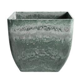 27cm Green Grey Square Resin Plant Flower Pot in Cement Pattern