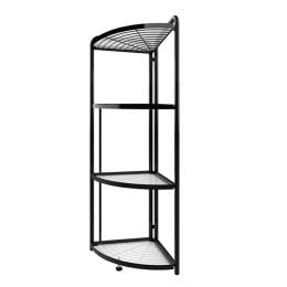 4 Tier Steel Triangular Corner Stand Multi-Functional Shelves Black