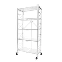 5 Tier Steel White Foldable Multi-Functional Shelves Portable