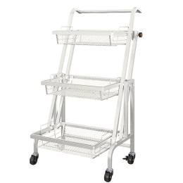 3 Tier Steel White Adjustable Kitchen Cart Multi-Functional Shelves