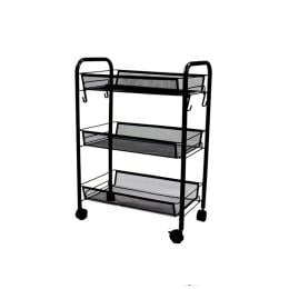 3 Tier Steel Black Bee Mesh Kitchen Cart Multi-Functional Shelves