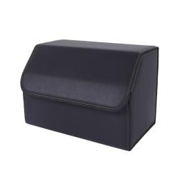 Leather Car Boot Foldable Trunk Cargo Storage Box Black Medium