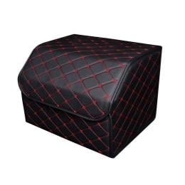 Car Boot Foldable Trunk Storage Box Black/Red Stitch Medium