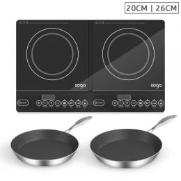 SOGA Dual Burners Cooktop Stove Induction Frying Pan Skillet