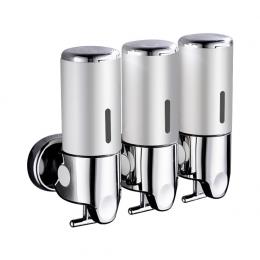 3 Bottles Bathroom Shower Soap Shampoo  Dispenser Pump 1500ml Silver