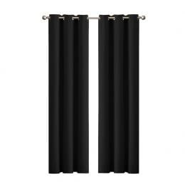 2x Blockout Curtains Panels 3 Layers Eyelet Room 132x213cm Black