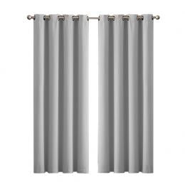 2x Blockout Curtains Panels 3 Layers Eyelet Room 132x213cm Grey