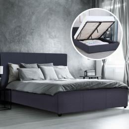 Milano Luxury Gas Lift Bed Frame With Storage - King Single - Charcoal