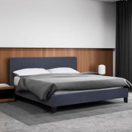 Luxury Bed Frame Base Headboard Wood Linen Fabric  Double Charcoal