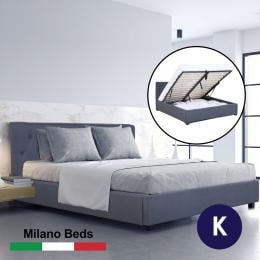 Luxury Gas Lift Bed Frame Base And Headboard Storage King Charcoal