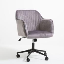 Velvet Office Chair Mid Back Swivel Height Adjustable Grey