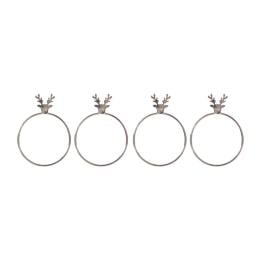 Napkin Rings - Stag Head - 4 Pack - Silver