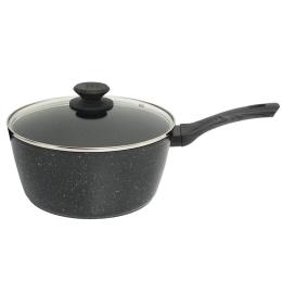 Forged Saucepan With Lid Cookware Kitchen Black Grey Handle 20cm