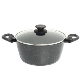 Forged Casserole With Lid Cookware Kitchen Black Grey Handle 24cm