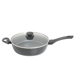 Forged Deep Fry Pan And Lid Cookware Cookware Black Grey Handle 28cm