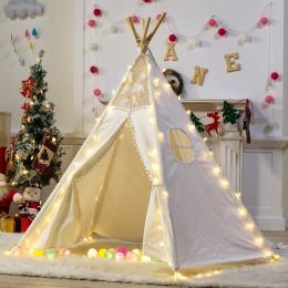 5 Poles Giant Kids Teepee Tent Natural Canvas