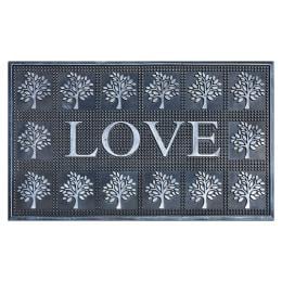 Door Mat Deluxe Rubber Metallic Silver Love 45 x 75 cm Doormat