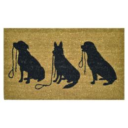 Door Mat Deluxe Coir Backed 3 Dogs Puppy 45 x 75 cm Doormat