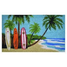 Door Mat Deluxe Coir Back Boards And Beach Coastal Surf 45 x 75 cm Doormat