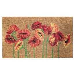 Door Mat Deluxe Coir Backed Nat Poppies Flowers 45 x 75 cm Doormat