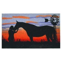 Door Mat Deluxe Coir Backed Lady And Horse 45 x 75 cm Doormat
