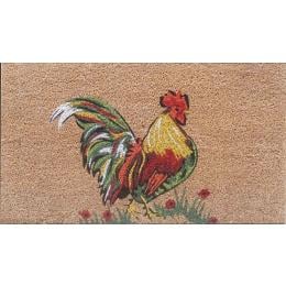 Door Mat Deluxe Coir Back Nat Rooster Chicken Farm 45 x 75 cm Doormat
