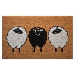 Door Mat Deluxe Coir Backed 3 Sheep Farm Animals 45 x 75 cm Doormat