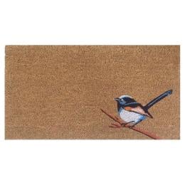 Door Mat Deluxe Coir Backed Blue Wren Bird 45 x 75 cm Doormat