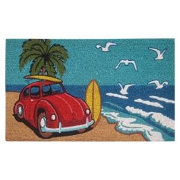 Door Mat Deluxe Coir Latex VW Bug Beach Car Coastal Surf 45 x 75 cm Doormat