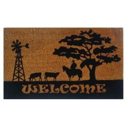 Door Mat Deluxe Coir Latex Welcome Country Horse Cow 45 x 75 cm Doormat