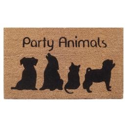 Door Mat Deluxe Coir Latex Party Animals Cat Dog Kitten Puppy 45 x 75 cm Doormat