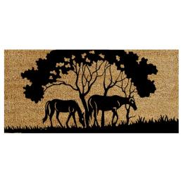 Door Mat Deluxe Coir Latex Horses Tree 45 x 75 cm Doormat