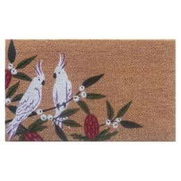 Door Mat Deluxe Coir Latex Cocky bird Parrot Bush 45 x 75 cm Doormat